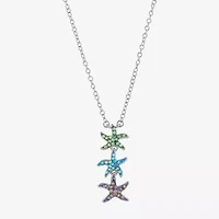 Sparkle Allure Starfish Womens Multi Color Crystal 14K Gold Over Brass Pure Silver Over Brass 16 Inch Pendant Necklace