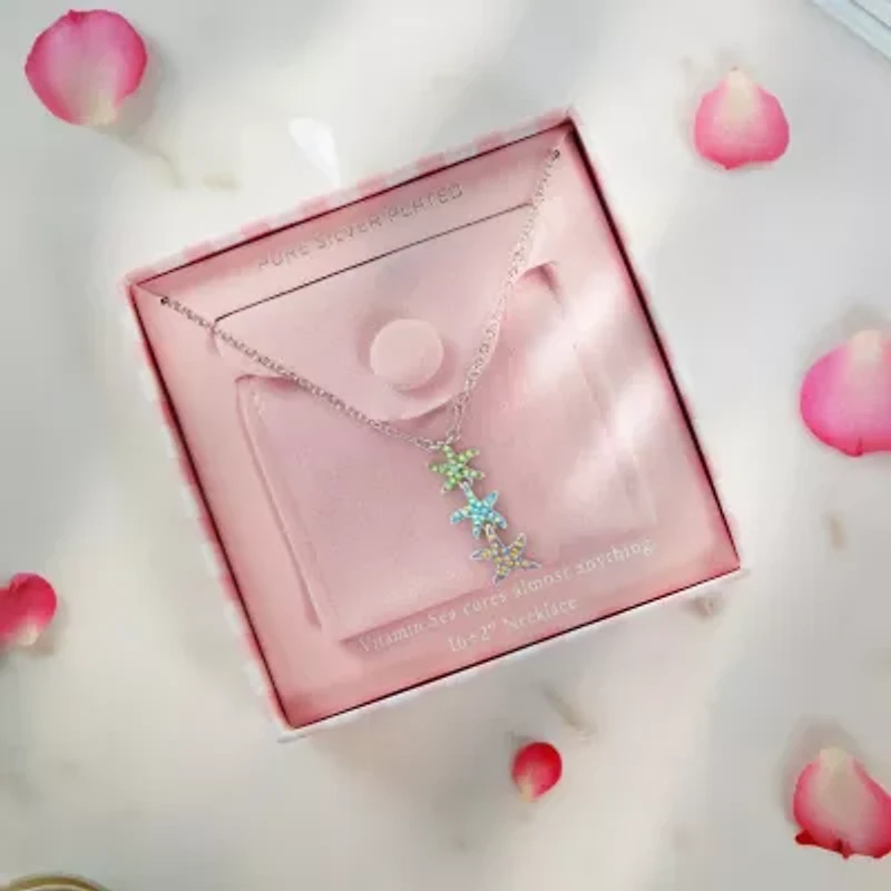 Sparkle Allure Starfish Womens Multi Color Crystal 14K Gold Over Brass Pure Silver Over Brass 16 Inch Pendant Necklace