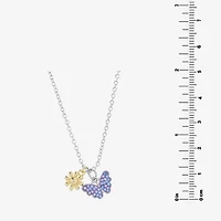 Sparkle Allure Womens Pink Crystal 14K Gold Over Brass Pure Silver Over Brass Butterfly Flower 16 Inch Pendant Necklace