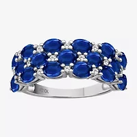 Womens 2MM  Gemstone & 1/8 CT. T.W. Natural Diamond 10K Gold Oval Band