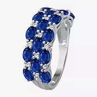 Womens 2MM  Gemstone & 1/8 CT. T.W. Natural Diamond 10K Gold Oval Band