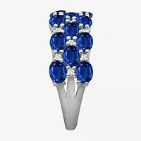 Womens 2MM  Gemstone & 1/8 CT. T.W. Natural Diamond 10K Gold Oval Band