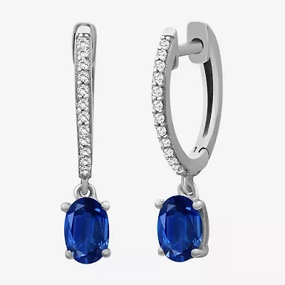Womens Gemstone & 1/10 CT. T.W. Natural Diamond 10K Gold Oval Drop Earrings