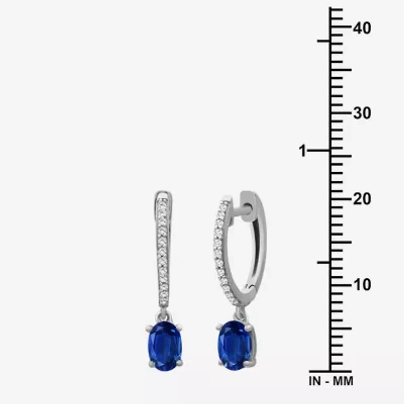 Womens Gemstone & 1/10 CT. T.W. Natural Diamond 10K Gold Oval Drop Earrings