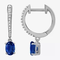 Womens Gemstone & 1/10 CT. T.W. Natural Diamond 10K Gold Oval Drop Earrings