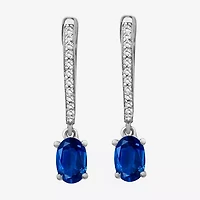 Womens Gemstone & 1/10 CT. T.W. Natural Diamond 10K Gold Oval Drop Earrings