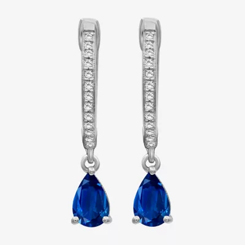 Womens Gemstone & 1/10 CT. T.W. Natural Diamond 10K Gold Pear Drop Earrings