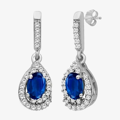 Womens Gemstone & 1/6 CT. T.W. Natural Diamond 10K Gold Oval Drop Earrings