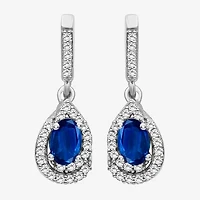 Womens Gemstone & 1/6 CT. T.W. Natural Diamond 10K Gold Oval Drop Earrings
