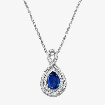 Womens Gemstone & 1/6 CT. T.W. Natural Diamond 10K Gold Pear 18 Inch Pendant Necklace
