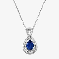 Womens Gemstone & 1/6 CT. T.W. Natural Diamond 10K Gold Pear 18 Inch Pendant Necklace