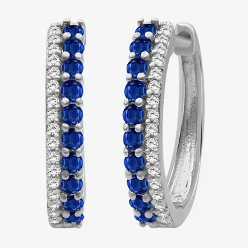 Womens Diamond Accent Gemstone 10K Gold 17.8mm Hoop Earrings
