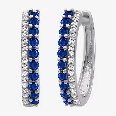 Womens Diamond Accent Gemstone 10K Gold 17.8mm Hoop Earrings