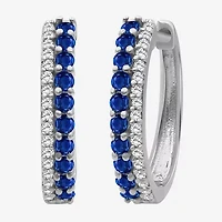 Womens Diamond Accent Gemstone 10K Gold 17.8mm Hoop Earrings