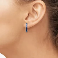Womens Diamond Accent Gemstone 10K Gold 17.8mm Hoop Earrings