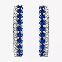 Womens Diamond Accent Gemstone 10K Gold 17.8mm Hoop Earrings