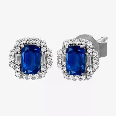 Gemstone & 3/8 CT. T.W. Natural Diamond 10K Gold 7.7mm Stud Earrings
