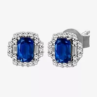 Gemstone & 3/8 CT. T.W. Natural Diamond 10K Gold 7.7mm Stud Earrings