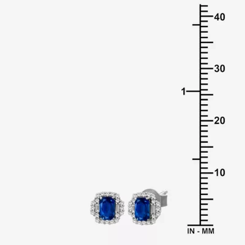 Gemstone & 3/8 CT. T.W. Natural Diamond 10K Gold 7.7mm Stud Earrings