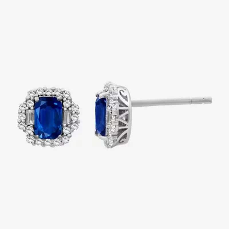 Gemstone & 3/8 CT. T.W. Natural Diamond 10K Gold 7.7mm Stud Earrings