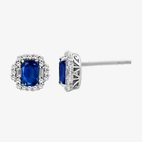 Gemstone & 3/8 CT. T.W. Natural Diamond 10K Gold 7.7mm Stud Earrings