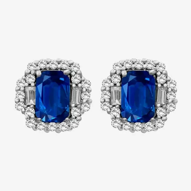 Gemstone & 3/8 CT. T.W. Natural Diamond 10K Gold 7.7mm Stud Earrings