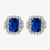 Gemstone & 3/8 CT. T.W. Natural Diamond 10K Gold 7.7mm Stud Earrings