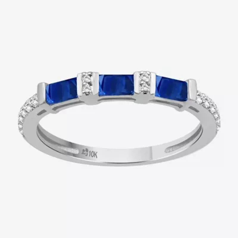Womens 2MM Gemstone & 1/6 CT. T.W. Natural Diamond 10K Gold Band