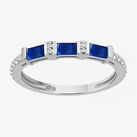 Womens 2MM Gemstone & 1/6 CT. T.W. Natural Diamond 10K Gold Band