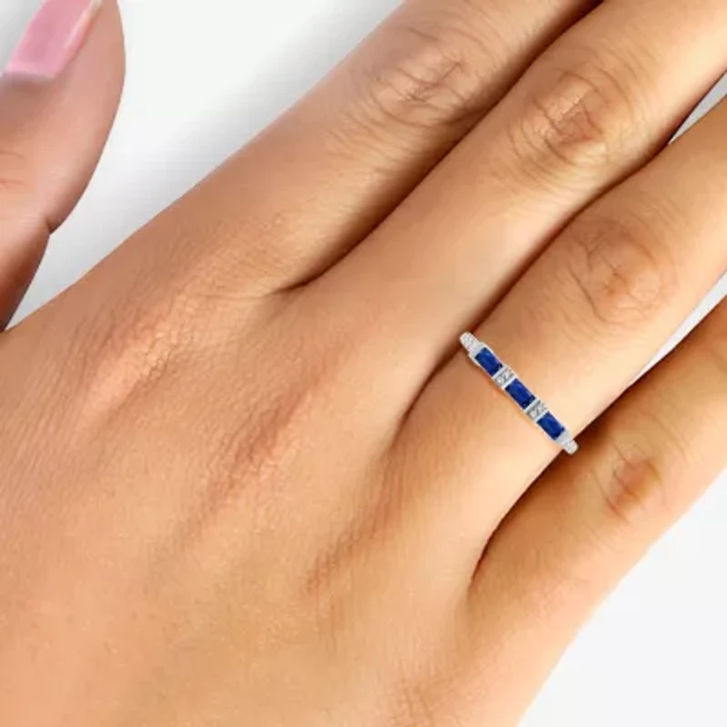Womens 2MM Gemstone & 1/6 CT. T.W. Natural Diamond 10K Gold Band