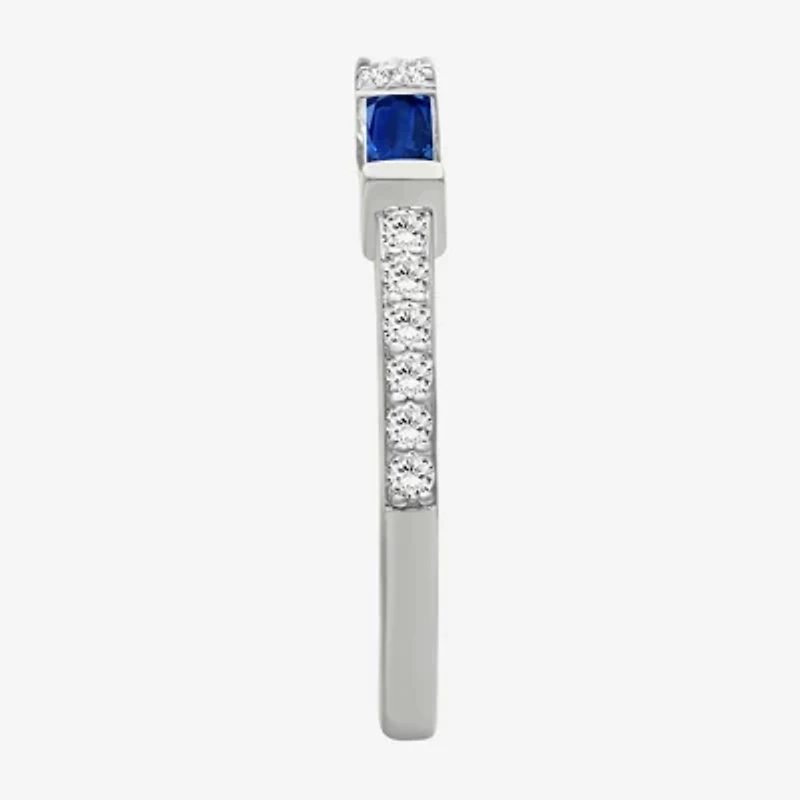 Womens 2MM Gemstone & 1/6 CT. T.W. Natural Diamond 10K Gold Band