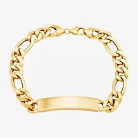 Made in Italy Mens 10K Gold 9 Inch Hollow Figaro Id Bracelet