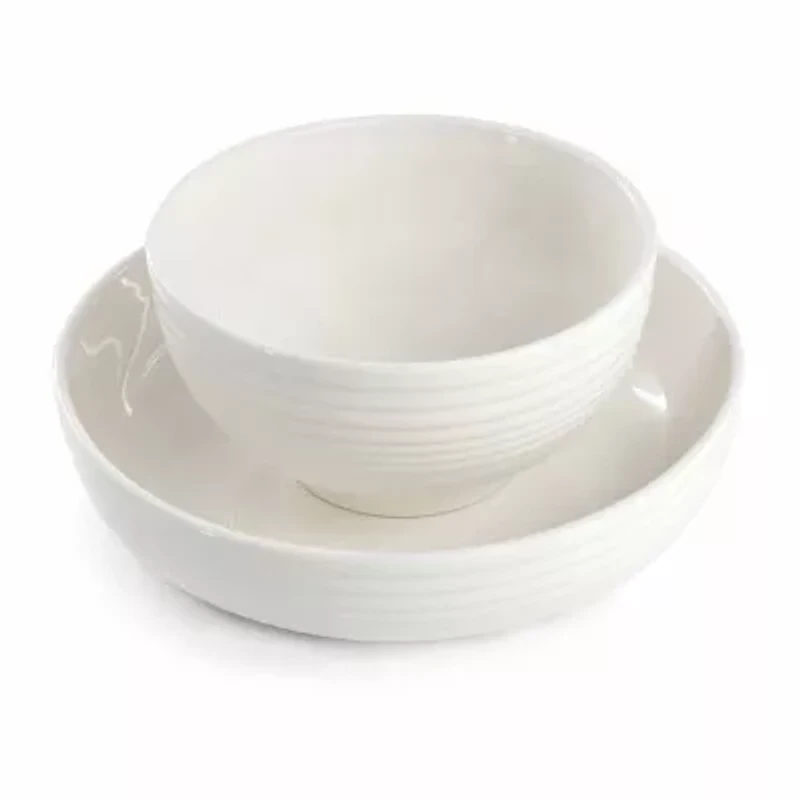 Elama Nikki Ribbed 18-pc. Porcelain Dinnerware Set