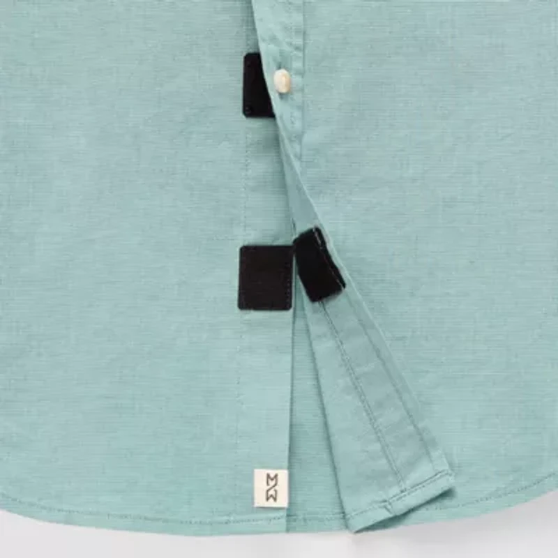 mutual weave Mens Easy-on + Easy-off Short Sleeve Regular Fit Button-Down Shirt