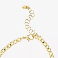 JS Jessica Simpson Gold Tone Charm Bracelet & Stud Earring Womens Multi Color Glass Simulated Pearl Cross 3-pc. Jewelry Set