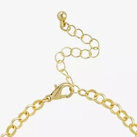 JS Jessica Simpson Gold Tone Charm Bracelet & Drop Earring Womens Crystal Heart 3-pc. Jewelry Set