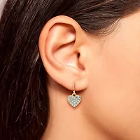 JS Jessica Simpson Gold Tone Charm Bracelet & Drop Earring Womens Crystal Heart 3-pc. Jewelry Set