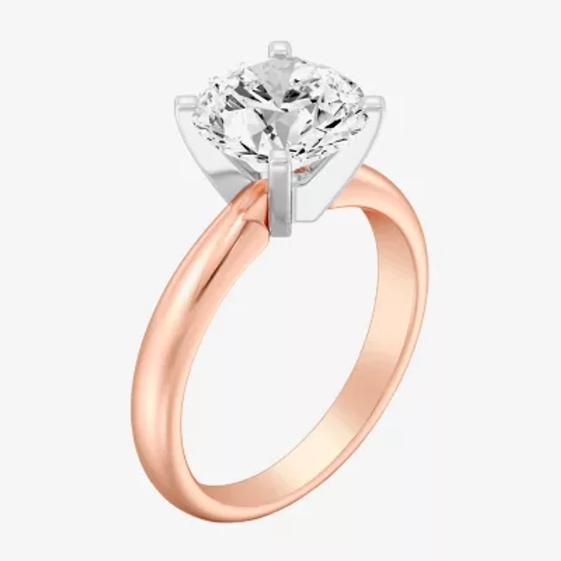 (G / Vs2) Womens 3 CT. Lab Grown White Diamond 14K Rose Gold Round Solitaire Engagement Ring