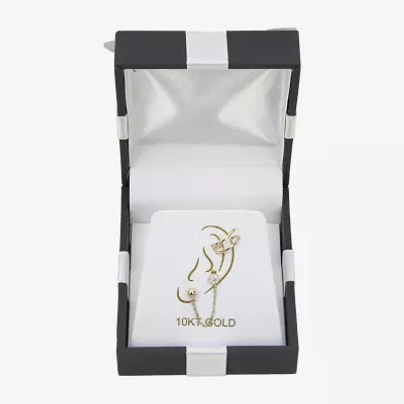 Gold Addiction Womens Cubic Zirconia 10K Gold 2 Pair Earring Set