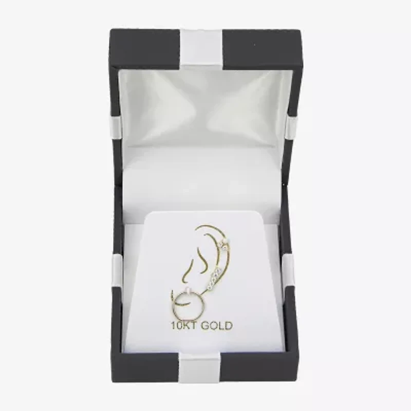 Gold Addiction Womens Cubic Zirconia 10K Gold 3 Pair Earring Set