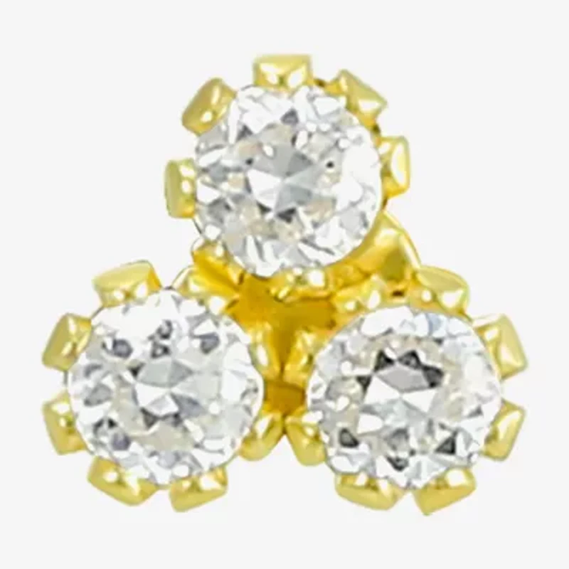 Gold Addiction Womens Cubic Zirconia 10K Gold 3 Pair Earring Set