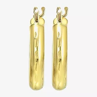 Womens 10K Gold 14mm Round Hoop Earrings