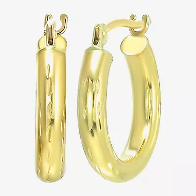 Womens 10K Gold 14mm Round Hoop Earrings