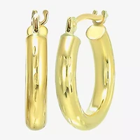Womens 10K Gold 14mm Round Hoop Earrings