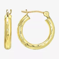Womens 10K Gold 14mm Round Hoop Earrings