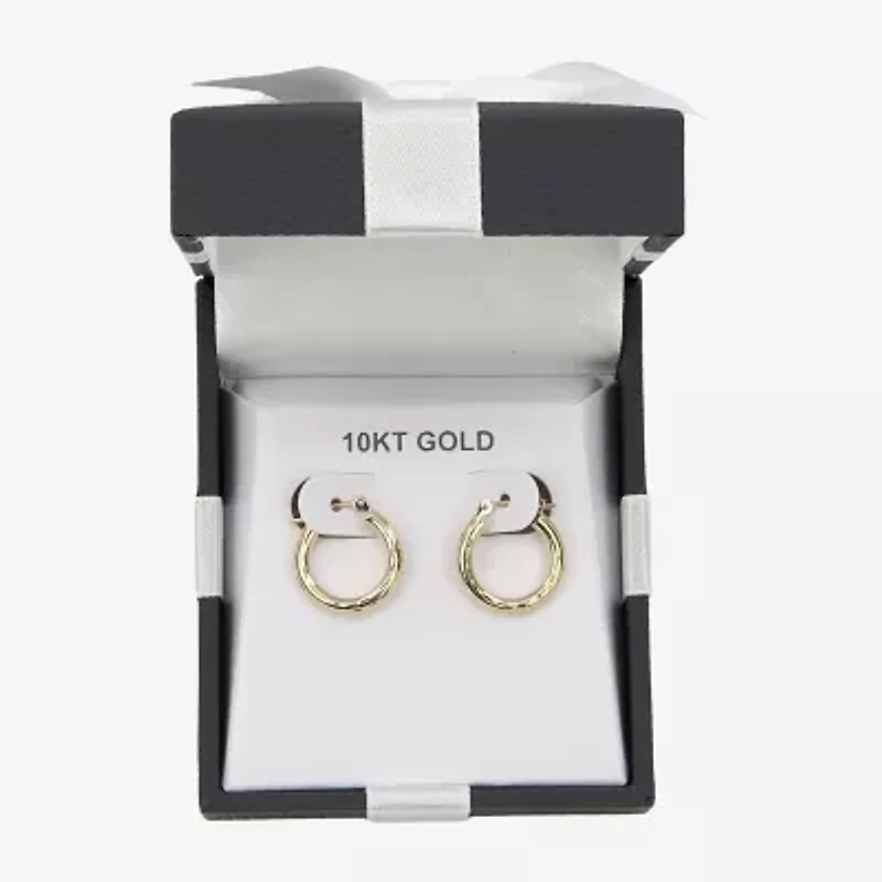 Womens 10K Gold 14mm Round Hoop Earrings