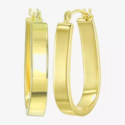 Womens 14K Gold 18mm Oval Hoop Earrings