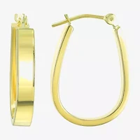 Womens 14K Gold 18mm Oval Hoop Earrings