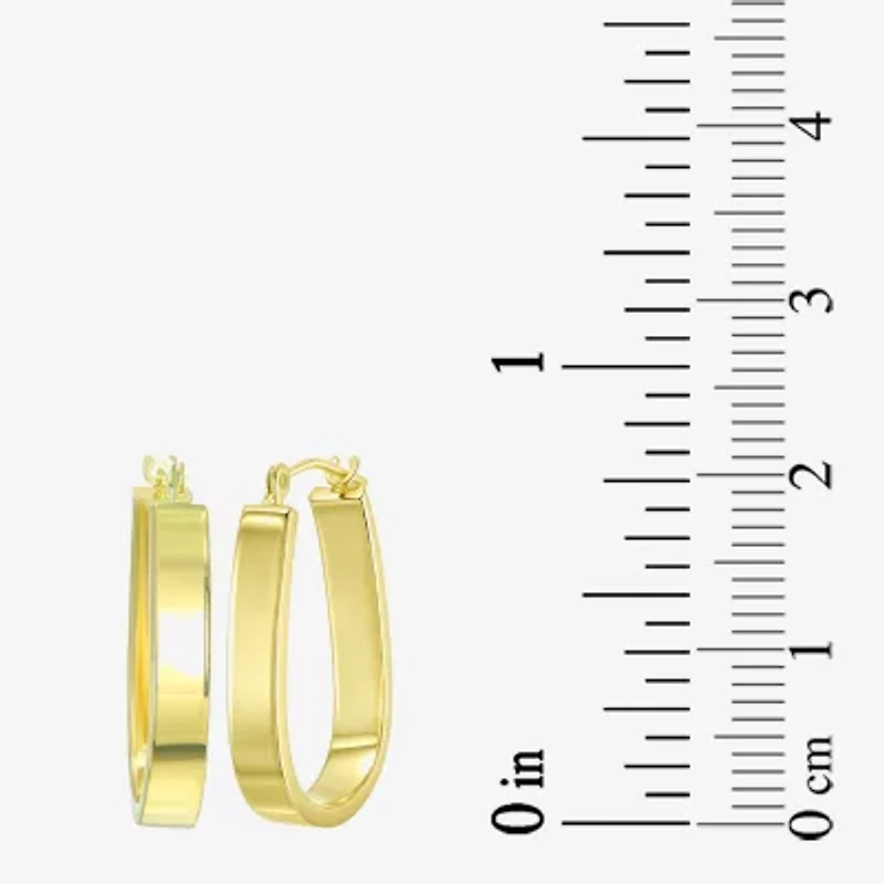 Womens 14K Gold 18mm Oval Hoop Earrings