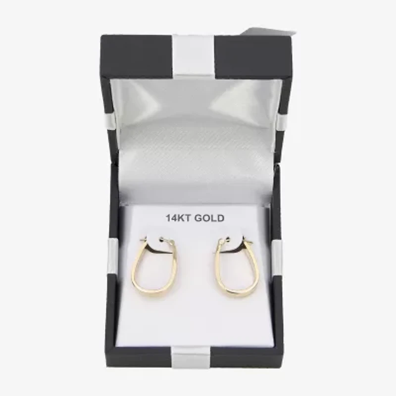 Womens 14K Gold 18mm Oval Hoop Earrings